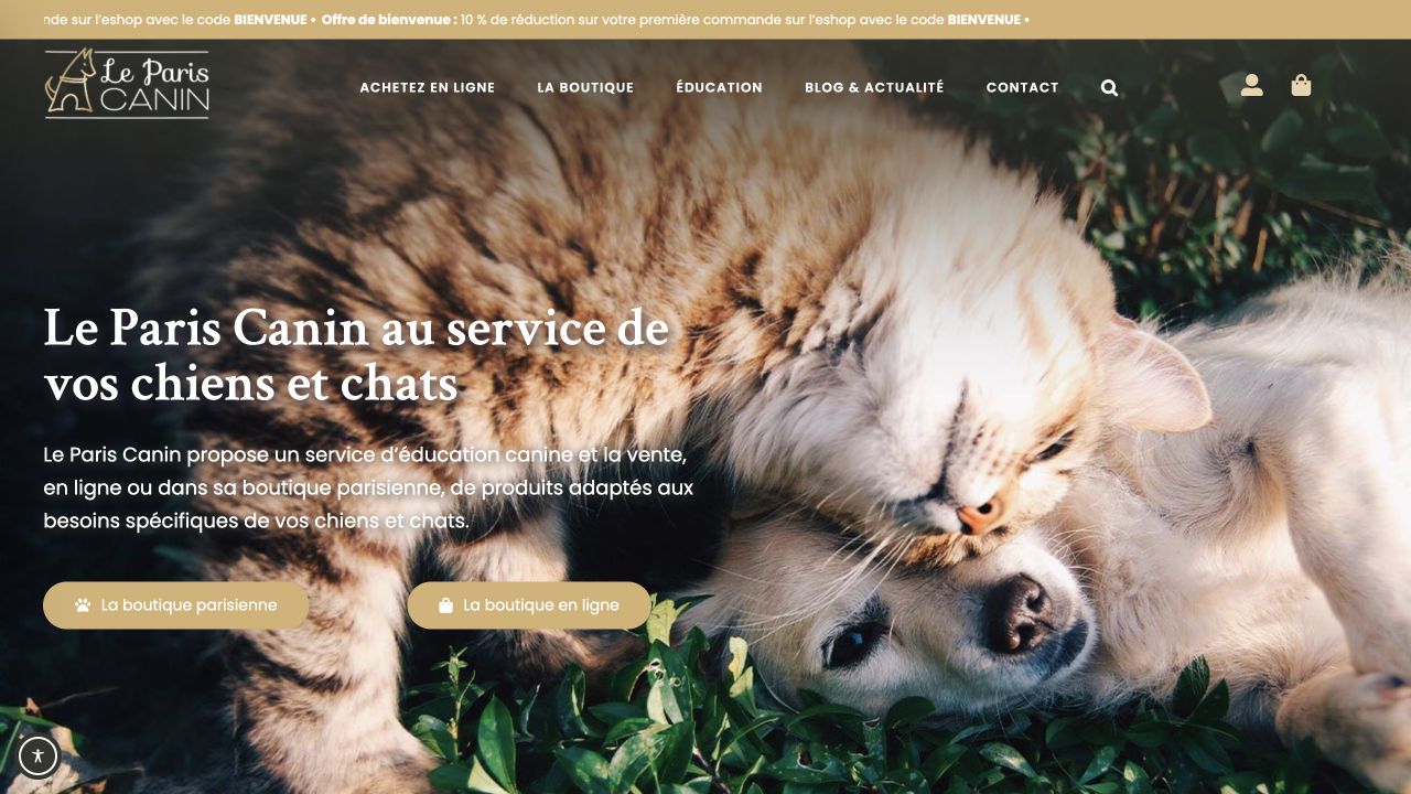 Capture du site de Le Paris Canin — éducation et comportement